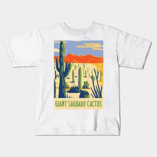 WPA poster of Saguaro NP with giant Saguaro in Sonoran Desert, Pima County, Arizona, USA Kids T-Shirt